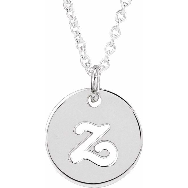 Sterling Silver Script Initial Z 16-18" Necklace 