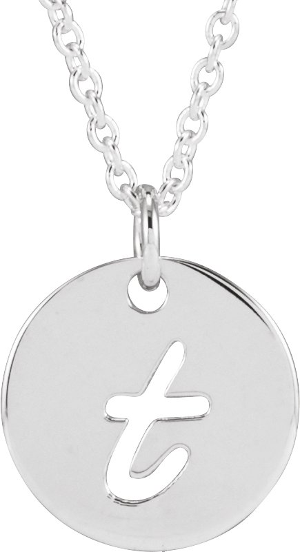 Sterling Silver Script Initial T 16-18" Necklace 