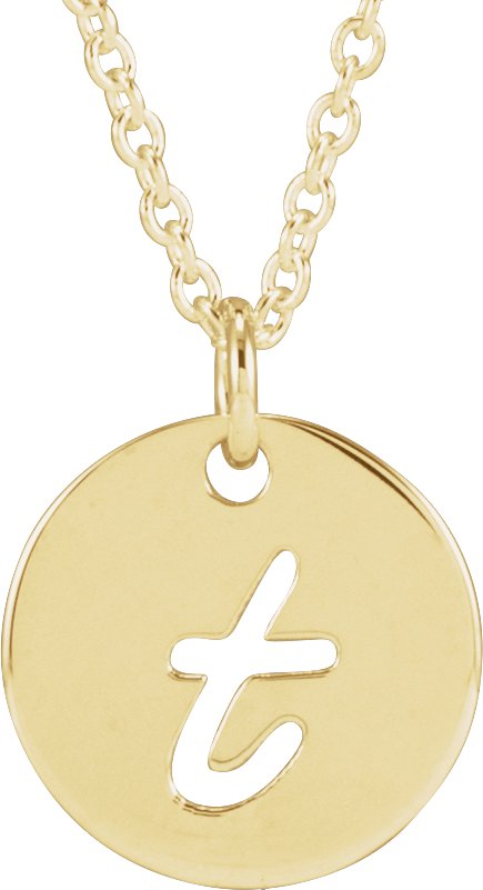 14K Yellow Script Initial T 16-18" Necklace 