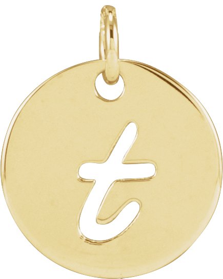 14K Yellow Script Initial T Pendant