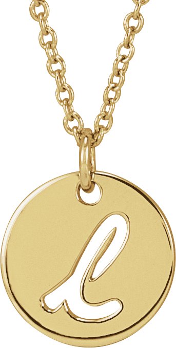 14K Yellow Script Initial L 16-18 Necklace 