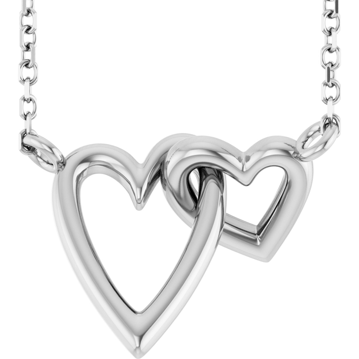 14K White Interlocking Hearts 18" Necklace