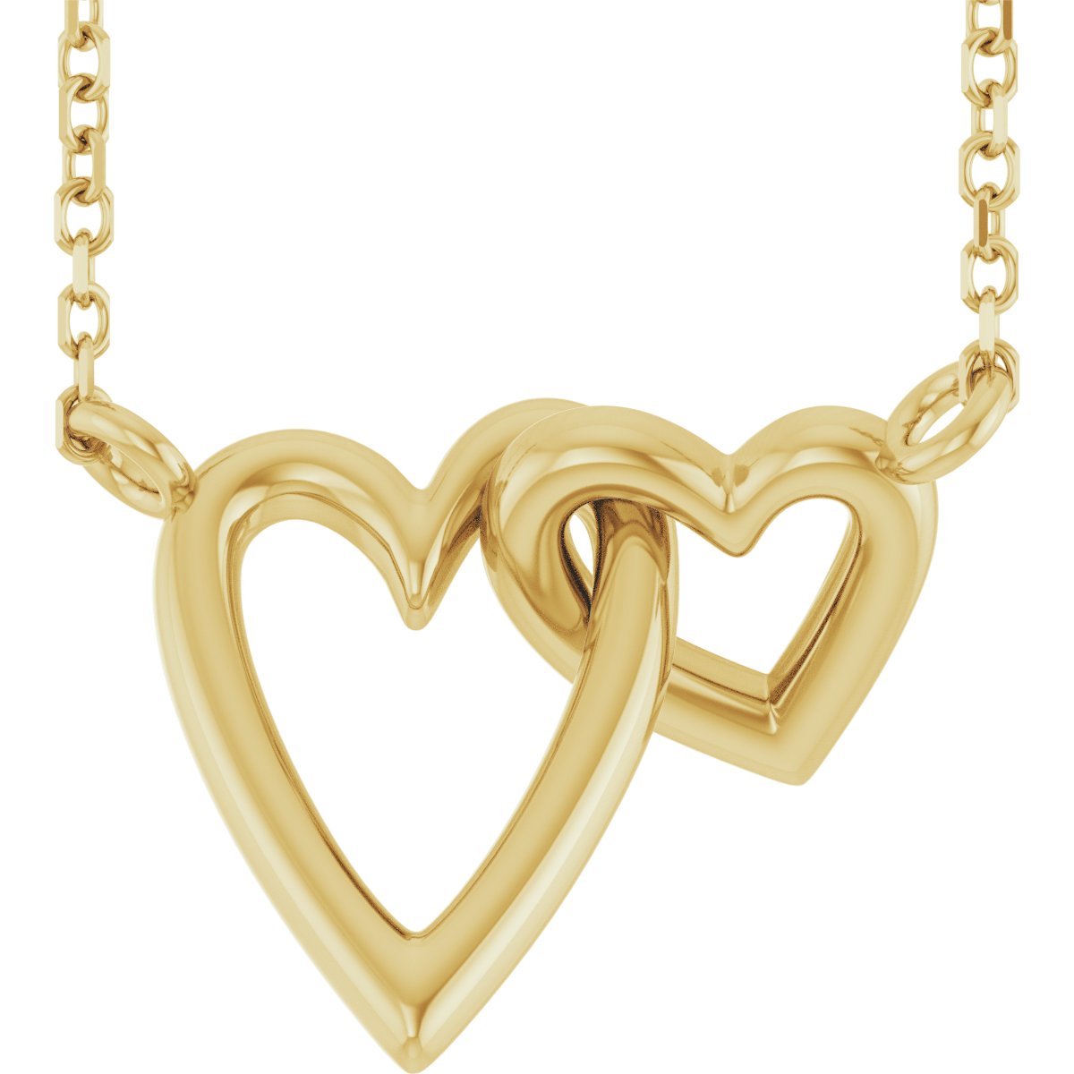 14K Yellow Interlocking Hearts 18" Necklace