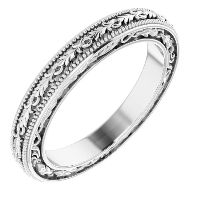 Milgrain Floral Flat Band