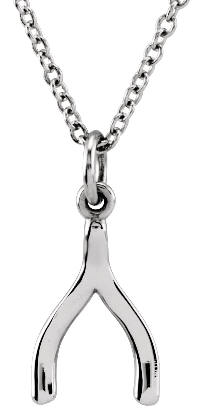 14K White Tiny Posh® Wishbone 16-18" Necklace