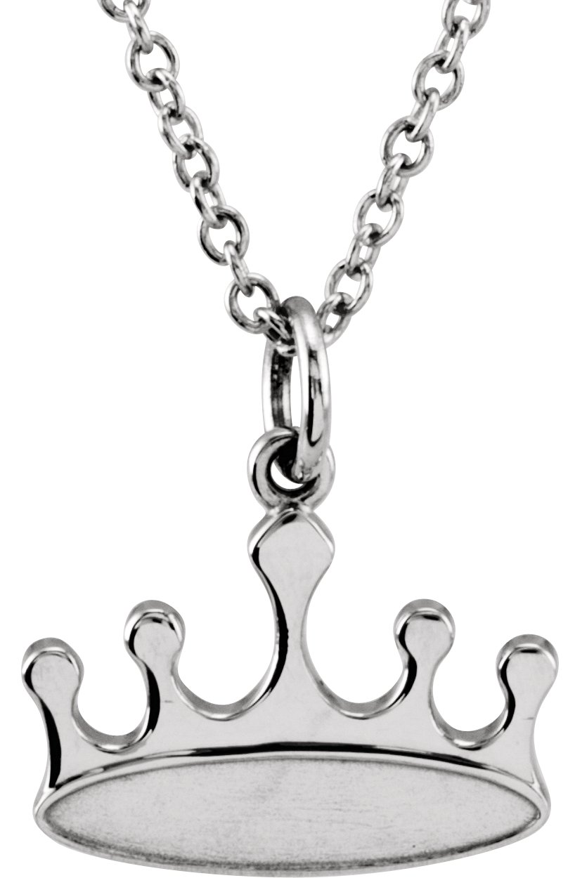 14K White Tiny Posh® Crown 16-18" Necklace 
