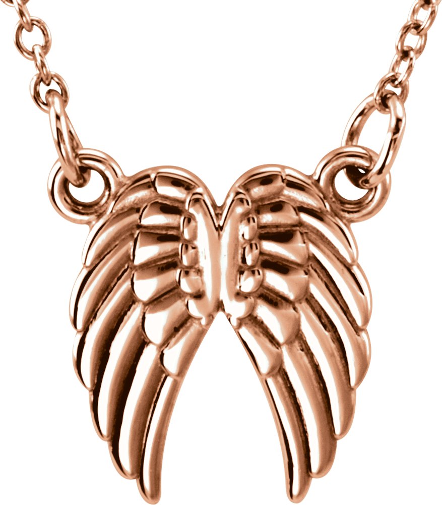 14K Rose Tiny Posh® Angel Wings 16-18" Necklace  