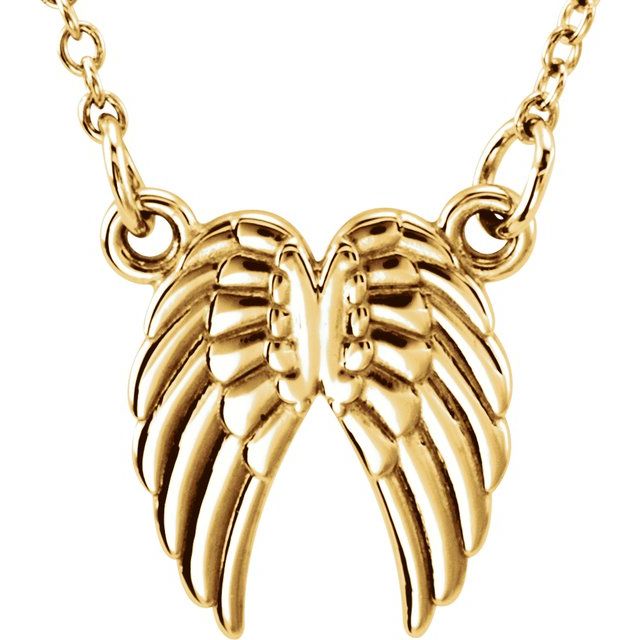 14K Yellow Tiny Posh® Angel Wings 16-18" Necklace