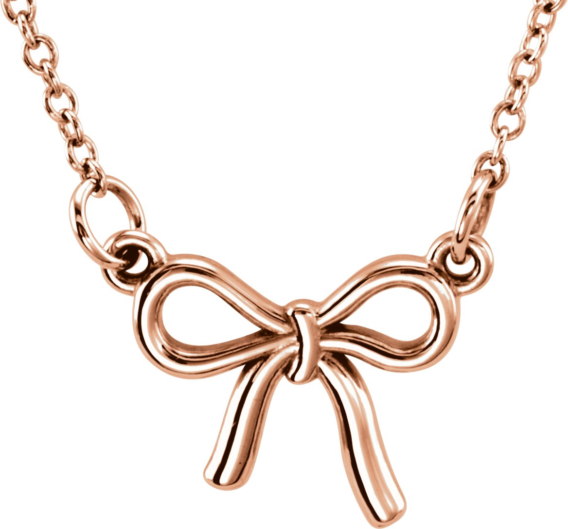 14K Rose Tiny Posh® Knotted Bow 16-18" Necklace 
