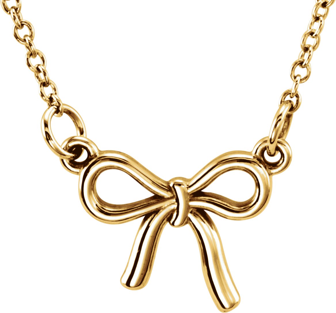 14K Yellow Tiny Posh® Knotted Bow 16-18" Necklace 