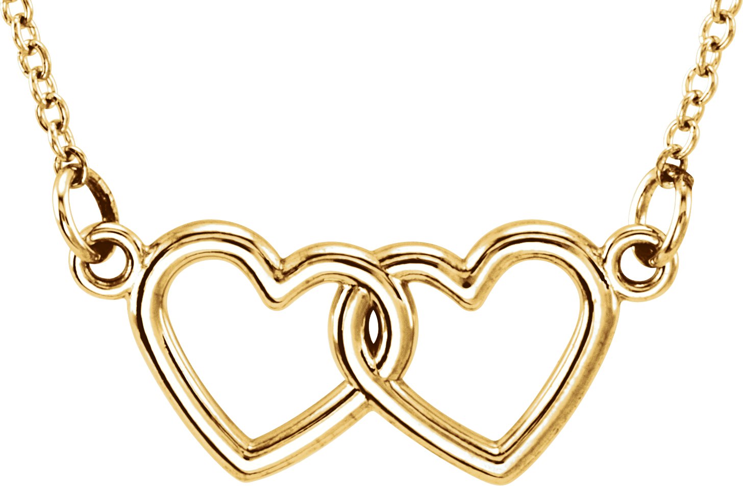 14K Yellow Tiny Posh® Double Heart 16-18" Necklace 