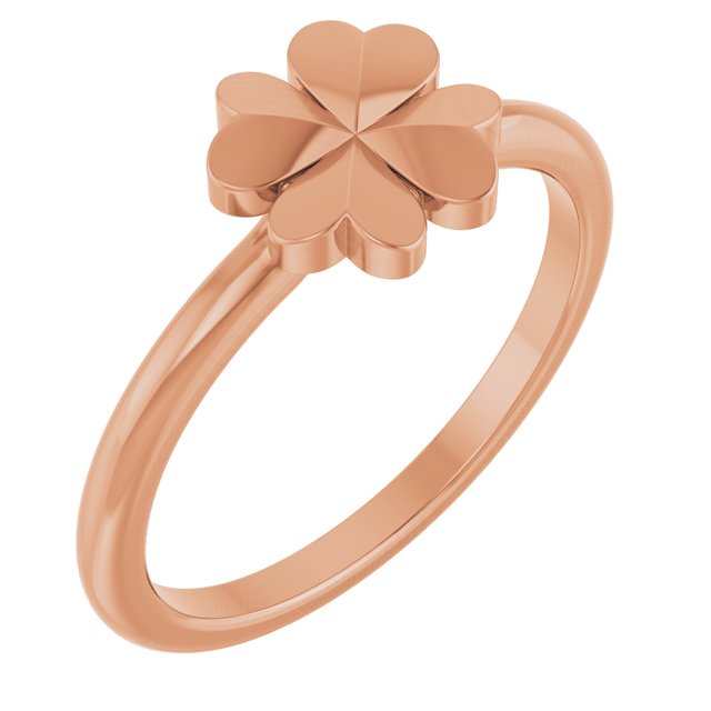 14K Rose Four-Leaf Clover Stackable Ring