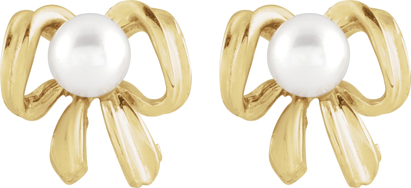 Alternative view of Pearl Bow Earrings