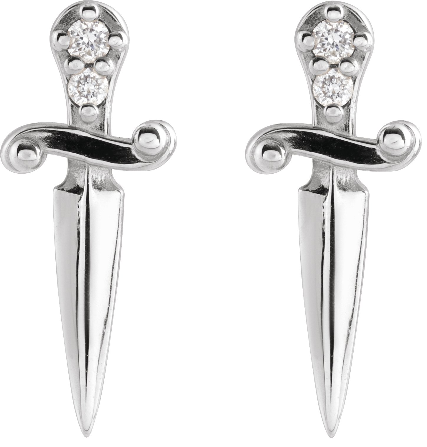 Sterling Silver .025 CTW Natural Diamond Dagger Earrings