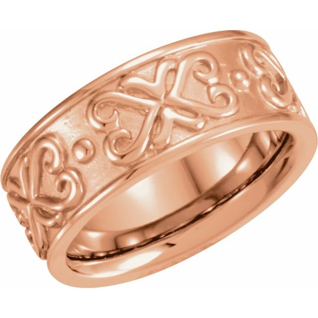 14K Rose 8.5 mm Etruscan-Style Band Size 6