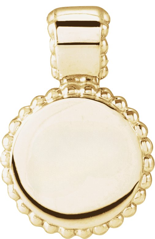 14K Yellow Engravable Beaded Disc Pendant