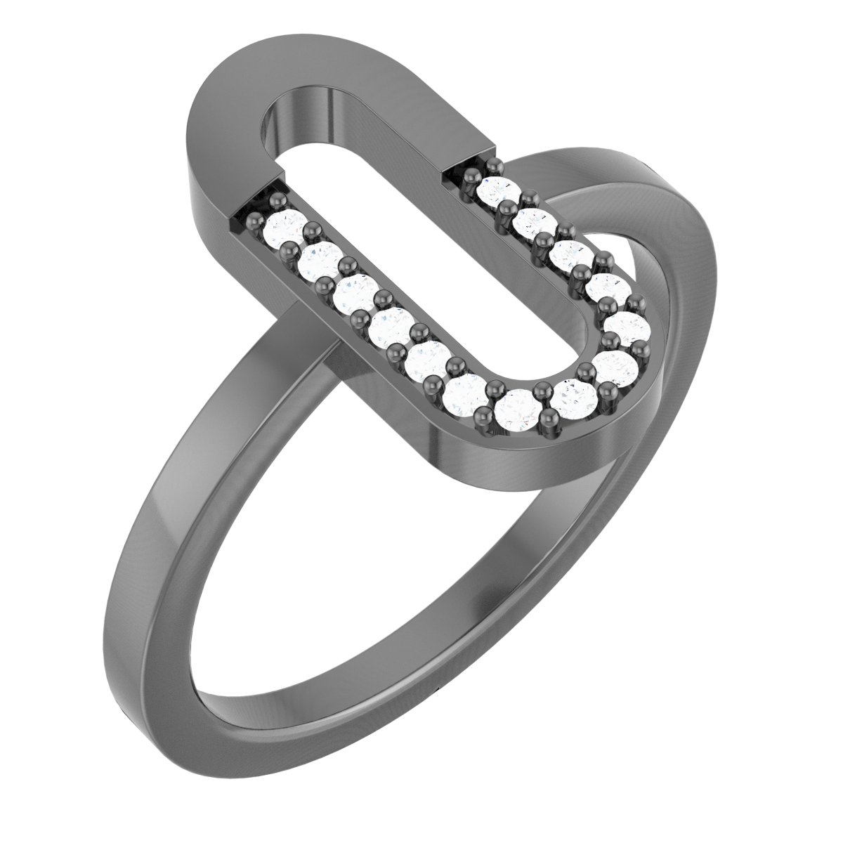 14K White 1/10 CTW Natural Diamond Paperclip-Style Ring 