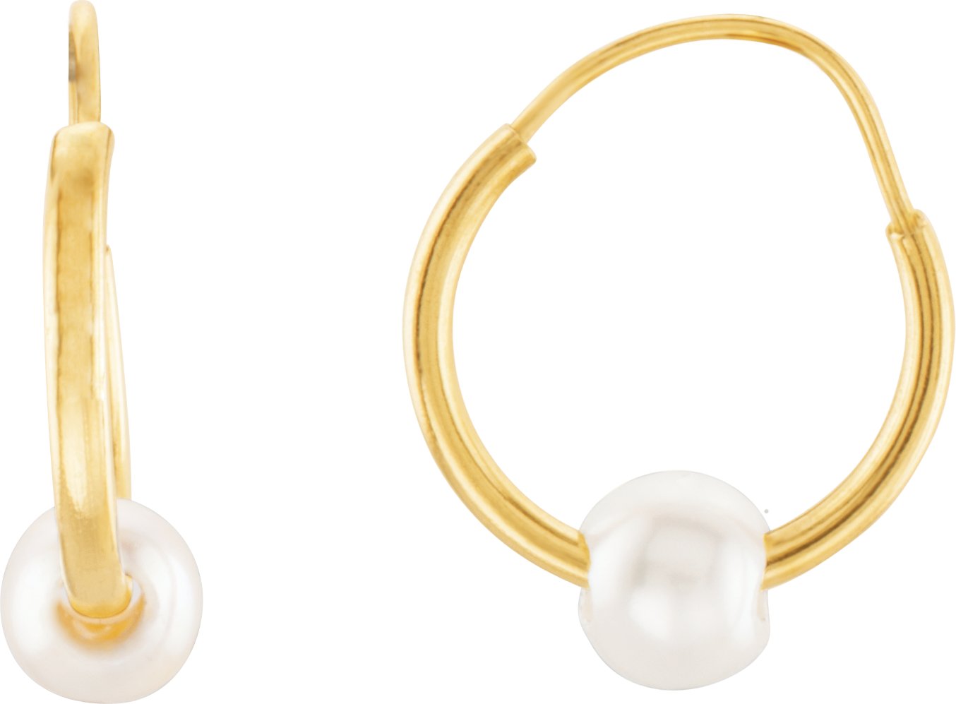 14K Yellow Freshwater Cultured Petite Pearl Hoop Earrings Ref. 1726221