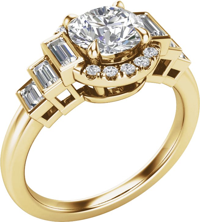 14K Yellow 6.5 mm Round 3/8 CTW Lab-Grown Diamond Semi-Set Halo-Style Engagement Ring