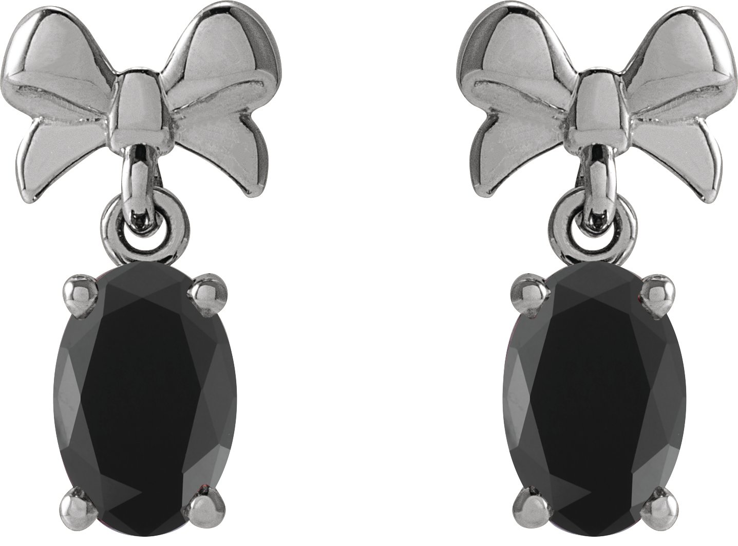 6x4 mm Natural Black Onyx Bow Earrings view 2