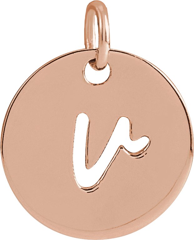 14K Rose Script Initial V Pendant Ref 19930487