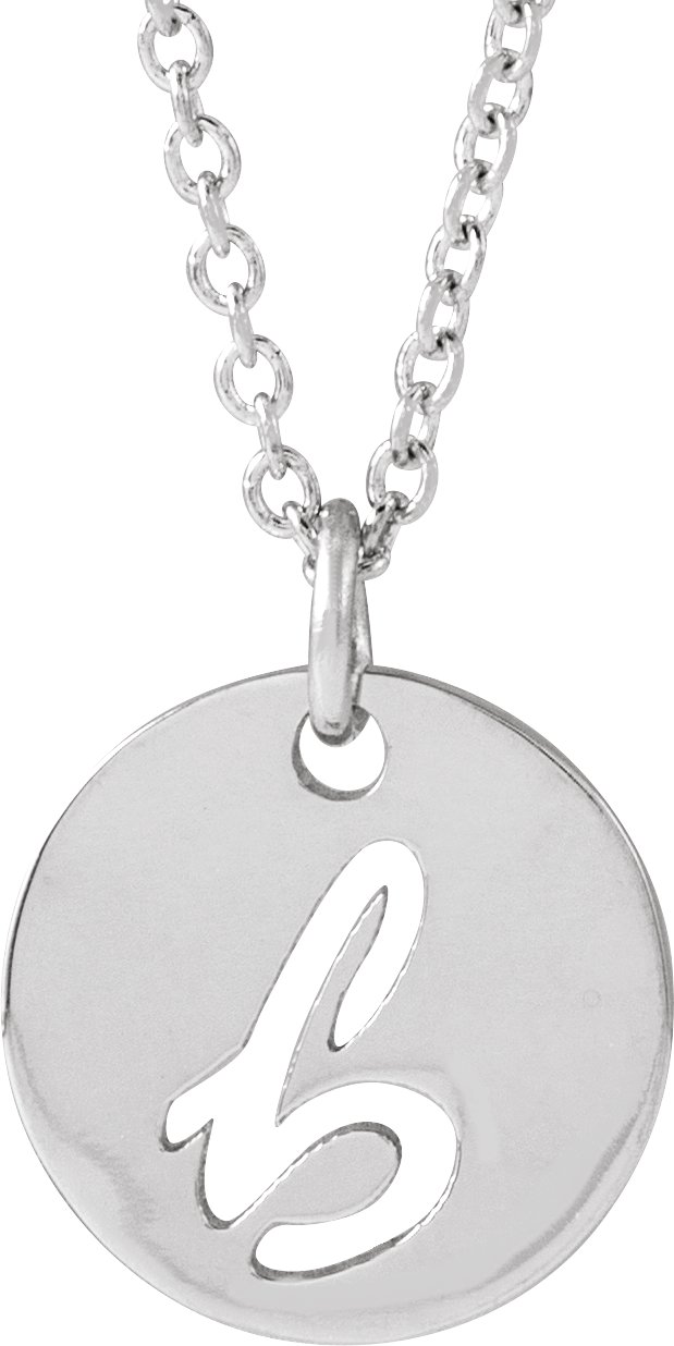 Sterling Silver Script Initial B 16-18" Necklace 