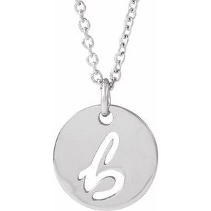 Sterling Silver Script Initial B 16-18" Necklace 