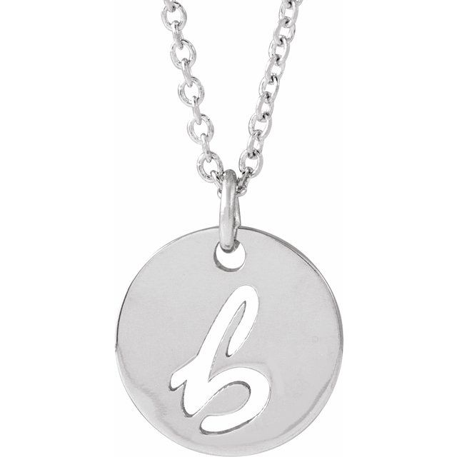 Sterling Silver Script Initial B 16-18 Necklace 