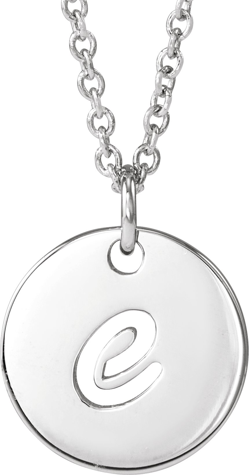 Sterling Silver Script Initial E 16-18" Necklace 
