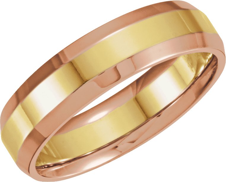 14K Rose/Yellow 6 mm Beveled-Edge Comfort-Fit Band Size 11