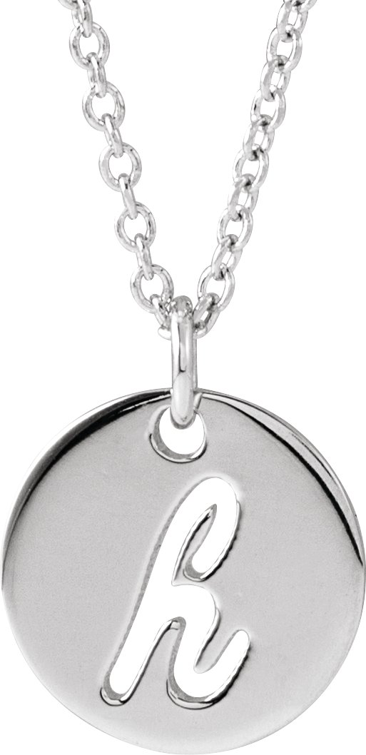 Sterling Silver Script Initial H 16-18" Necklace 