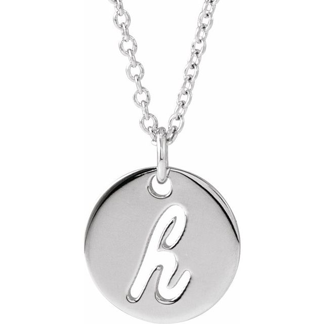 Sterling Silver Script Initial H 16-18 Necklace 