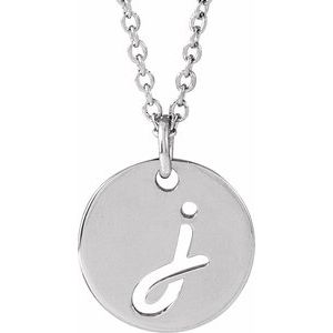 Sterling Silver Script Initial J 16-18" Necklace 