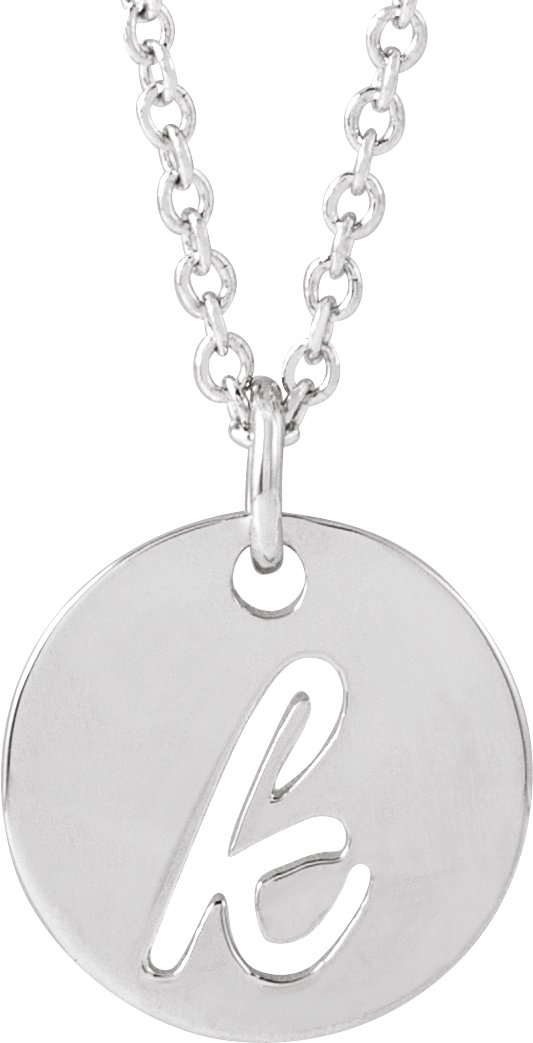 Sterling Silver Script Initial K 16-18" Necklace 