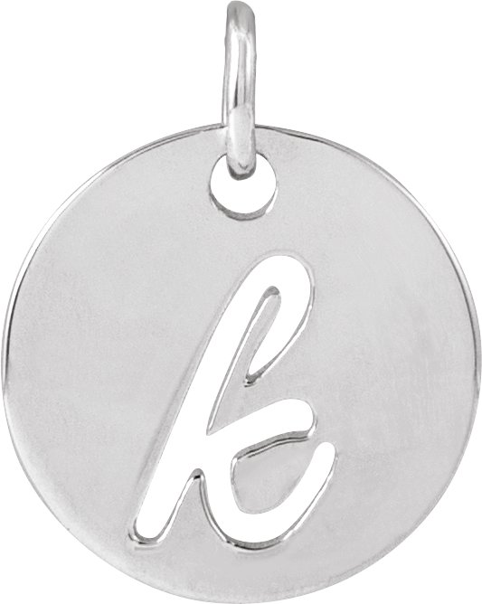 14K White Script Initial K Pendant