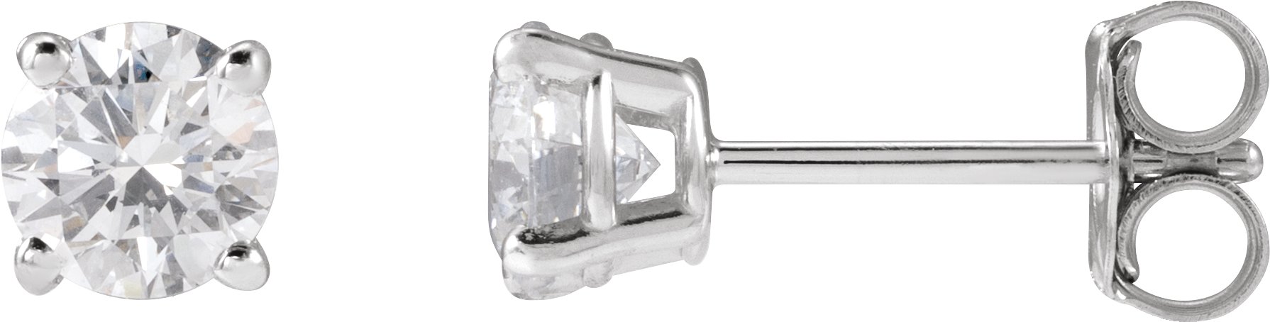 14K White 4.5mm :: 3/4 CTW Lab-Grown Diamond Stud Earrings