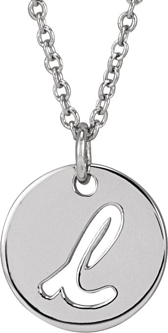 Sterling Silver Script Initial L 16-18" Necklace 