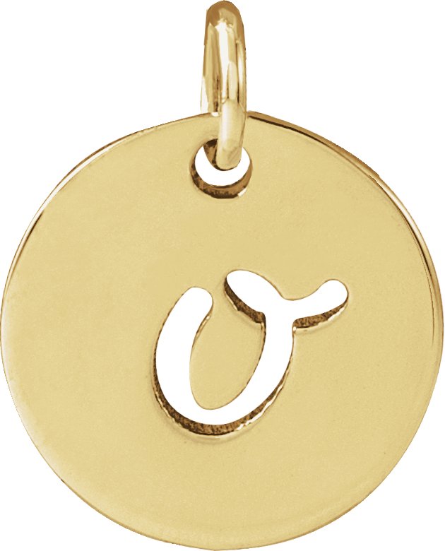 14K Yellow Script Initial O Pendant