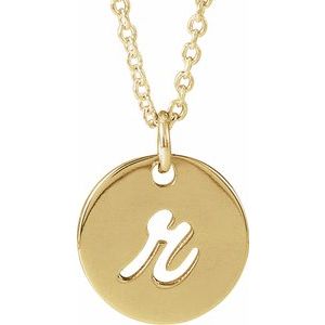 14K Yellow Script Initial R 16-18" Necklace 