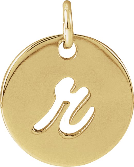 14K Yellow Script Initial R Pendant