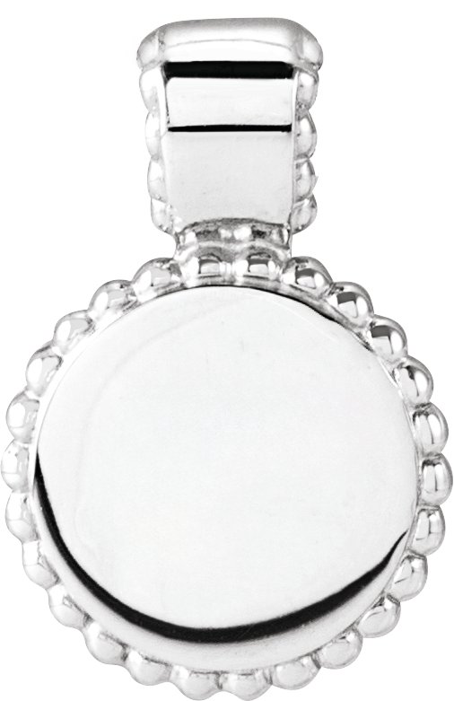 Sterling Silver Engravable Beaded Disc Pendant