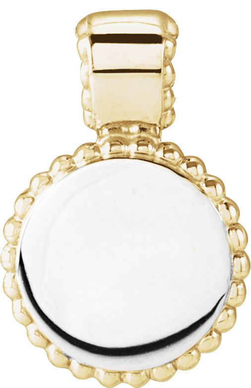 14K Yellow White Engravable Beaded Disc Pendant Ref 21500815