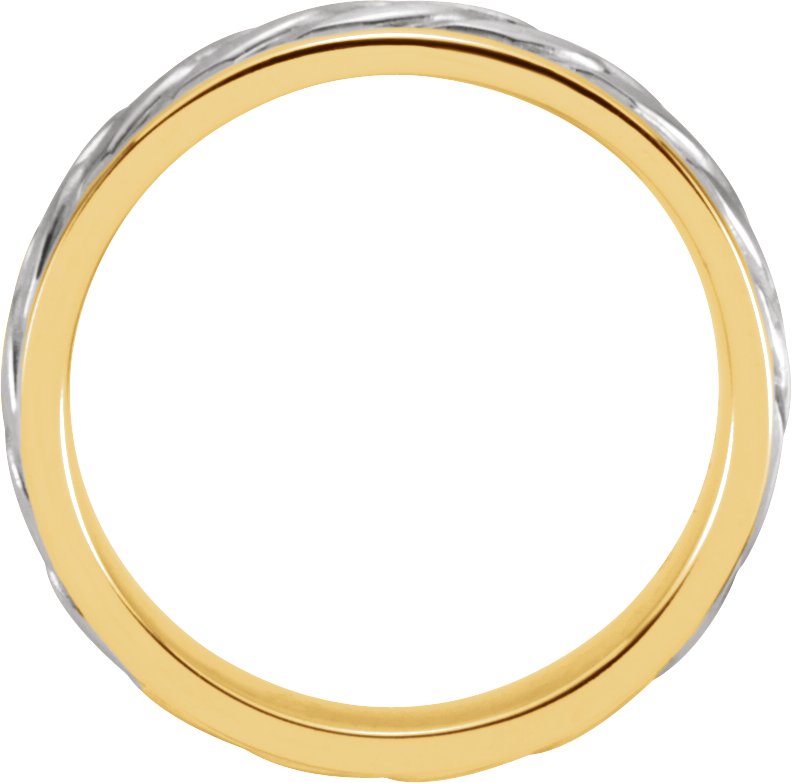 Alternative view of Woven Comfort-Fit Flat Band – 14K Yellow/White/Yellow Gold