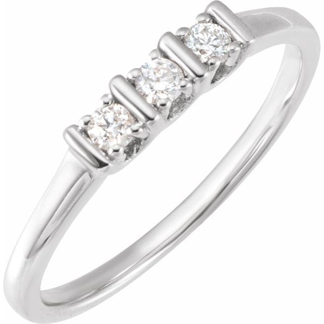 14K White 1/6 CTW Natural Diamond Three-Stone Ring