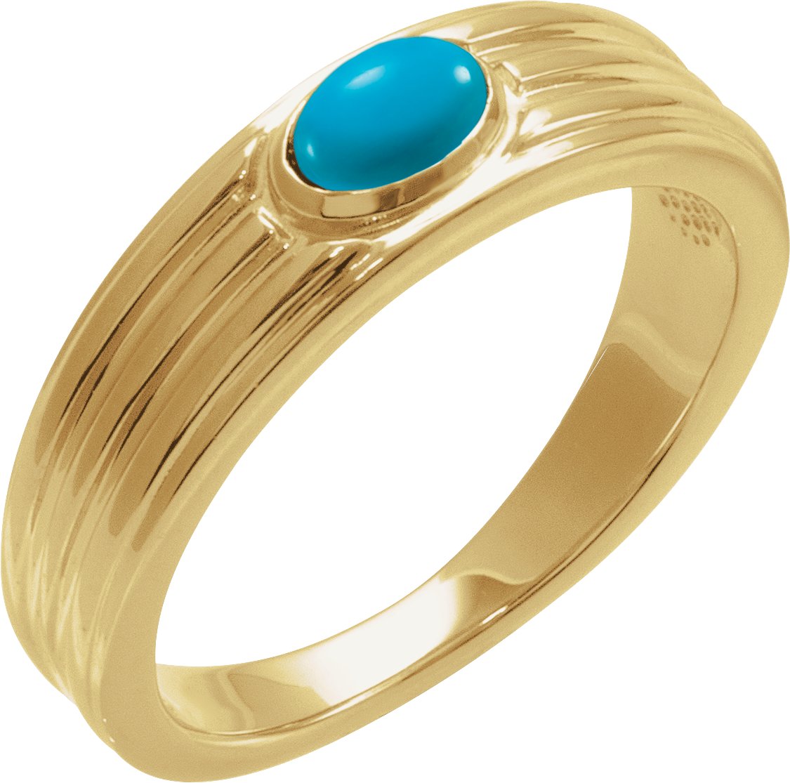 14K Yellow 5x3 mm Oval Natural Turquoise Cabochon Ring