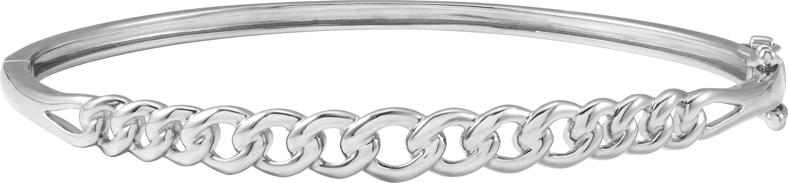 Sterling Silver 5.8 mm Chain Link Bangle 7" Bracelet