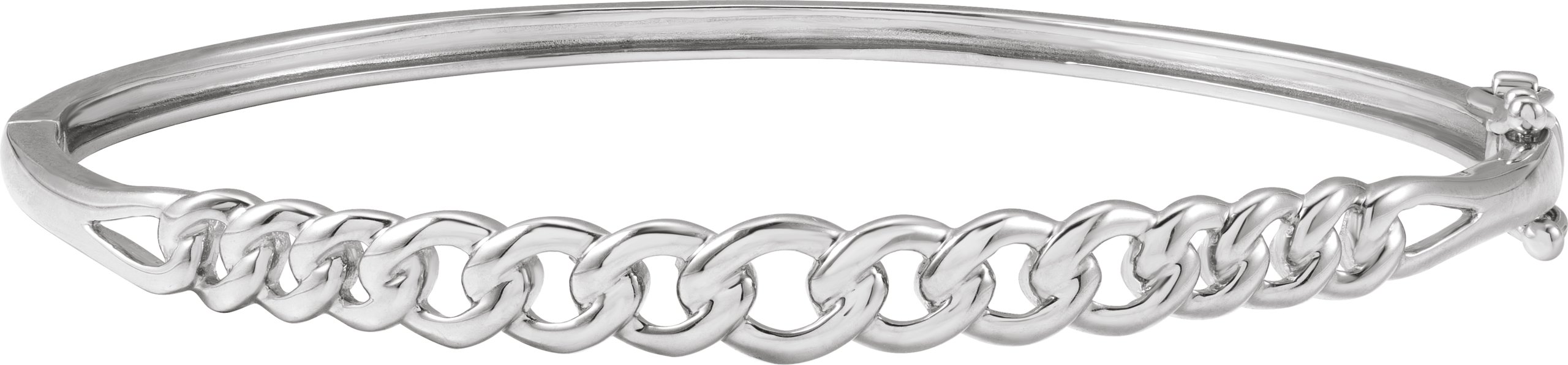 14K White 5.8 mm Chain Link Bangle 7" Bracelet