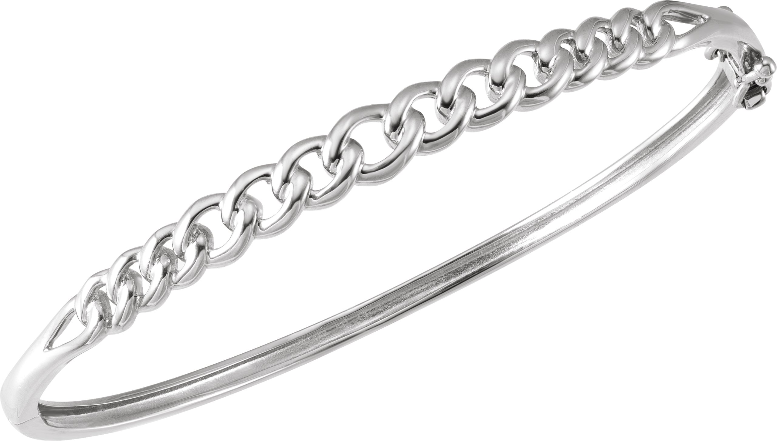 14K White 5.8 mm Chain Link Bangle 7 Bracelet