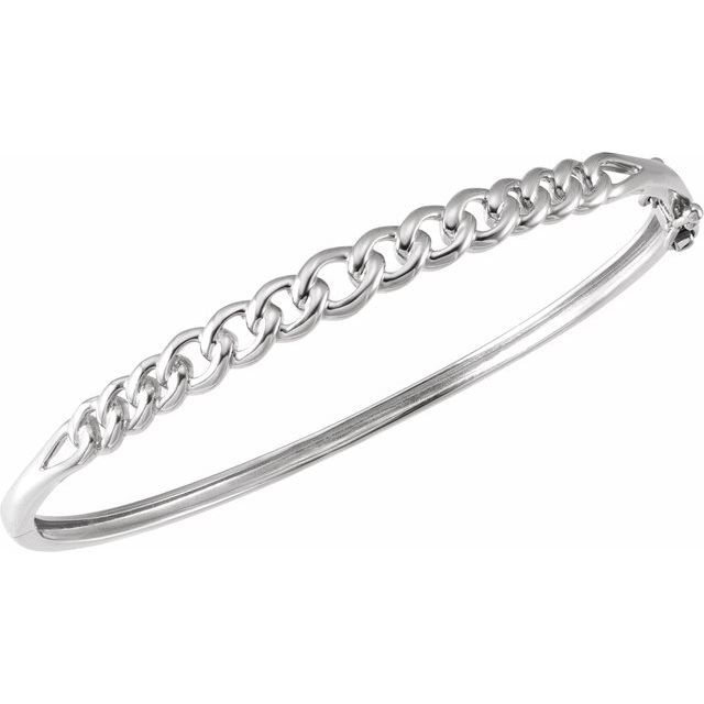 Sterling Silver 5.8 mm Chain Link Bangle 7 Bracelet