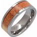 Tungsten Flat Band with Mesquite Wood Inlay Size 10